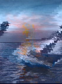 Tom Freeman (American 1952-2015), "Pacific Nights", 1998, watercolor and gouache on paper