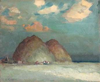 Marcel Feguide, (French 1888-1974), "Les Meules", oil on panel