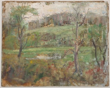 Julia M. Wickham (American, Long Island, 1866-1952), Landscape with Verdant Hills, oil on Academy