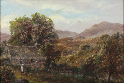 Robert Mann (British 1869-1892), Landscape with Cottage, oil on canvas
