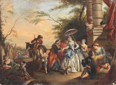 After Jean Batiste Pater (French 1695-1735), "La Bonne Aventure" (The Fortune Teller), oil on canvas