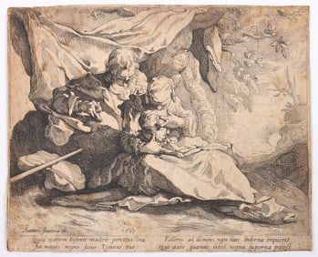 Gerrit Pietersz Sweelinck (Dutch 1566 - c.1612), "The Rest on the Flight into Egypt", 1593, etching