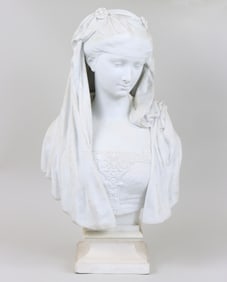After A. Ernest Carrier Belleuse (French 1824-1887), Bust of a Young Lady, parian bisque porcelain