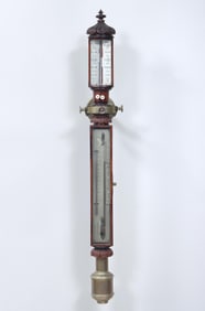 Victorian Carved Wood and Brass Maritime Stick Barometer Henry Frodsham, Liverpool, c. mid-19th