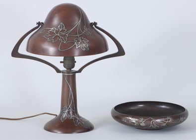 Group of (2) Heintz Art Metal Shop Bronze Items with Sterling Silver Overlay