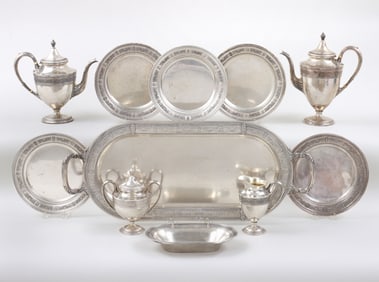 Large American Sterling Silver Eleven-Piece Tea Set