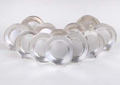 Set of (12) American Sterling Silver Bread Plates