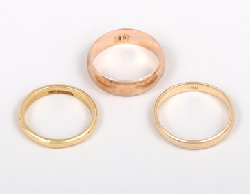 Group of (3) 18k Gold Wedding Bands
