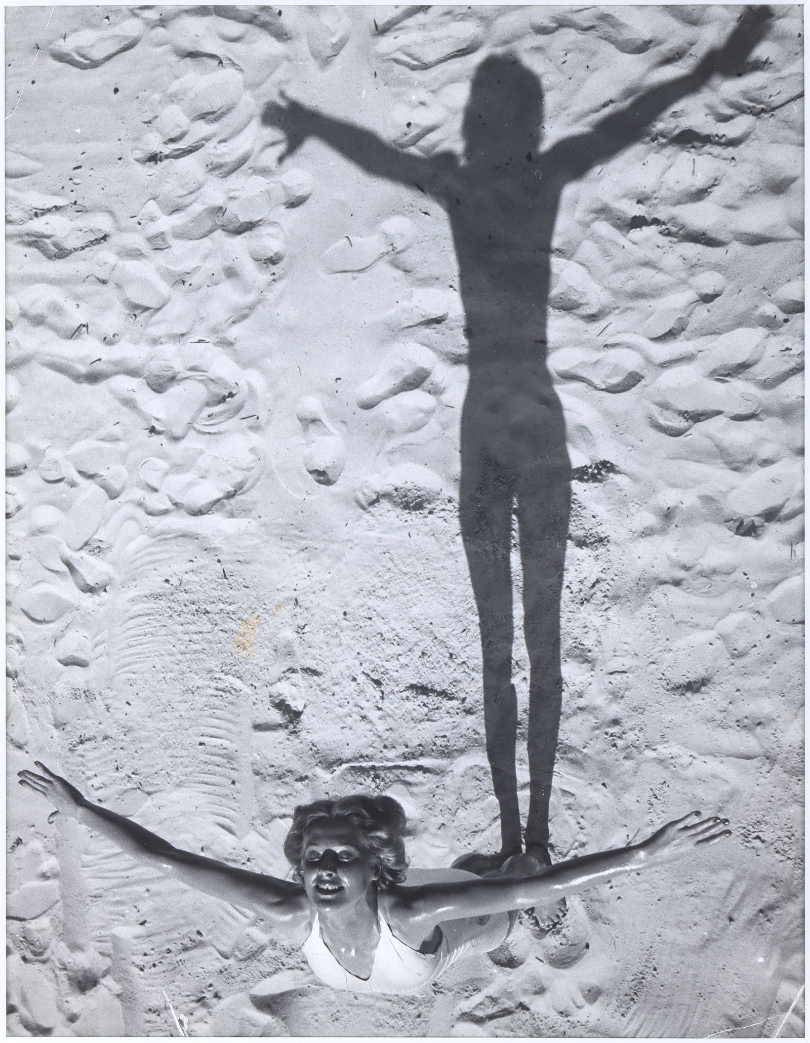 Herbert Matter (Swiss/American 1907-1984), "She and Her Shadow (Jones Beach)", 1939, vintage gelatin: Herbert MatterSwiss/American, 1907-1984"She and Her Shadow (Jones Beach)", 1939vintage gelatin silver printunsigned, Staley-Wise Gallery inventory number annotated in pencil on print verso.C