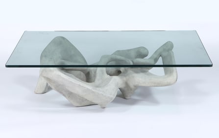 Attributed to Claudio Trevi (Italian 1928-1987), Biomorphic Coffee Table, molded concrete with glass