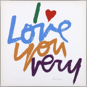 Mary Corita Kent (American/Canadian 1918-1986), "I Love You Very", 1971, screenprint in colors