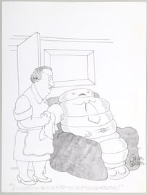 Gahan Wilson (American 1930-2019), "I'll Certainly Be Glad When You've Finished Moulting!", pen, ink