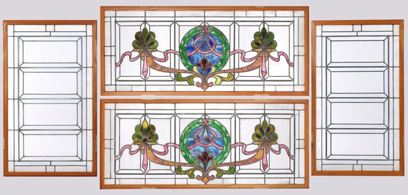 Set of (4) Stained Glass Window Panels