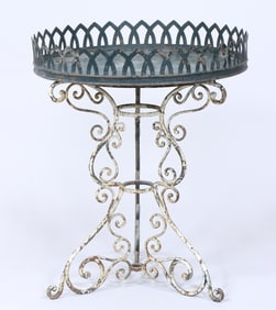 French Iron Plant Stand with Tole Tray Top
