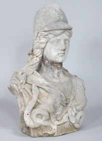 Carved Limestone Bust of Minerva