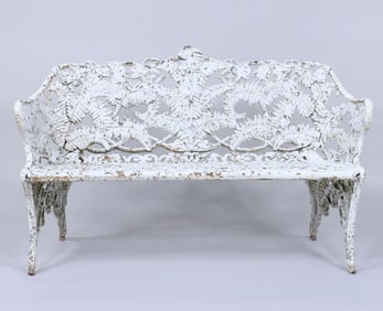 Coalbrookdale Style Cast Iron Bench in "Fern & Blackberry" Pattern