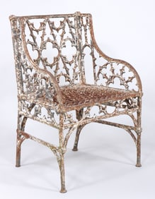 19th Century Cast Iron Gothic Style Armchair