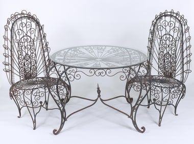 Salterini Style "Peacock" Three-Piece Wirework Patio Set