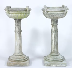 Pair of Large Cast Stone Urns