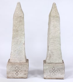 Pair of Small Cast Stone Obelisks
