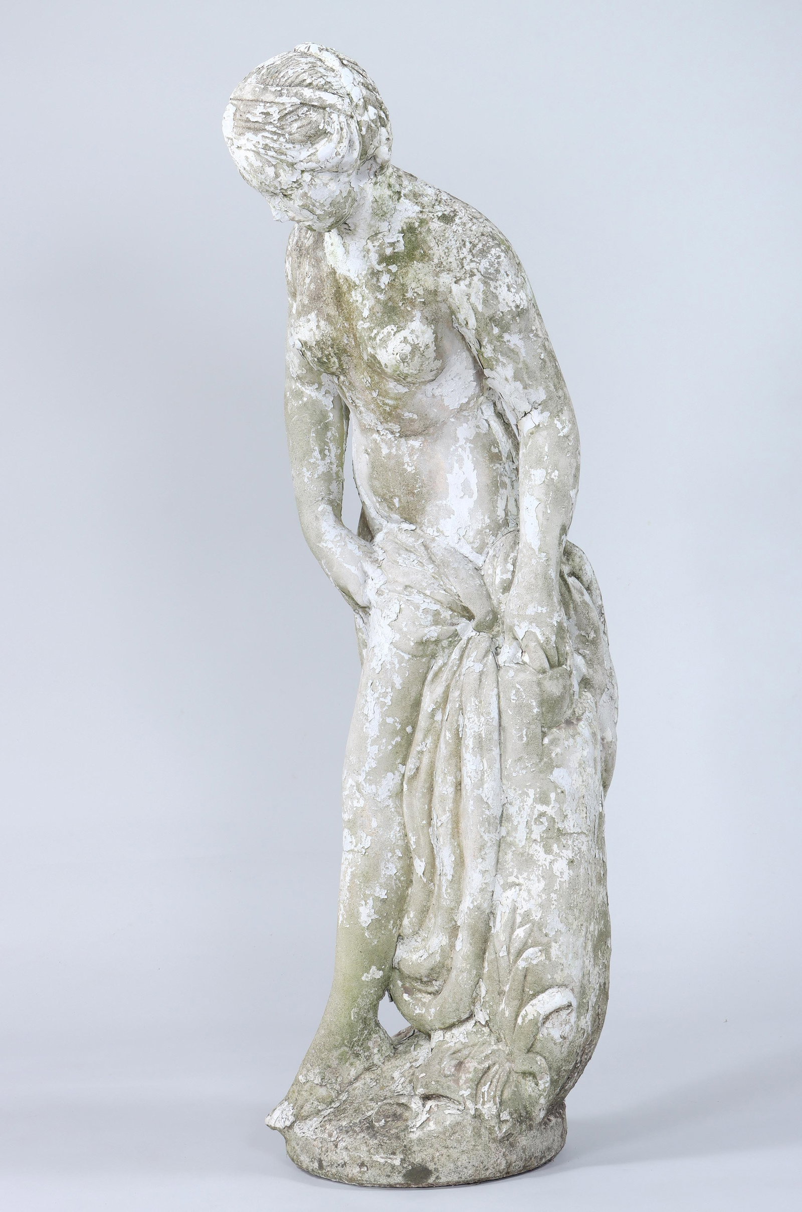 Large Cast Stone Figure of Venus at Her Bath: Large Cast Stone Figure of Venus at Her Bathin white paint.54 1/4 in. (137.8 cm.)