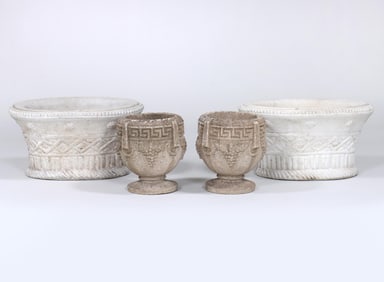 Group of (4) Cast Stone Planters