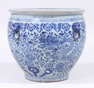 Large Chinese Blue and White Porcelain Planter