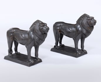 Pair of Bronze Lions