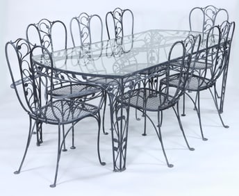 Salterini Eight-Piece Wrought Iron Dining Set