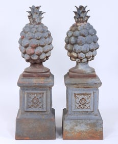 Pair of Cast Iron Pineapple Finials