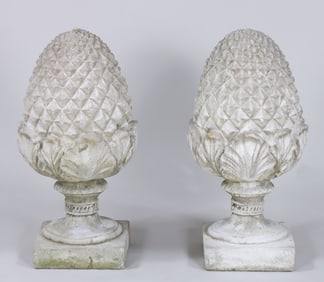Pair of Large Cast Stone Pineapples