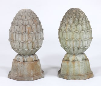Pair of Small Cast Stone Pineapples