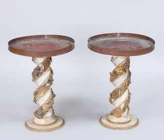 Pair of Grapevine Twist Pedestal Side Tables