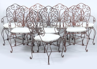Set of (8) Wrought Iron Armchairs