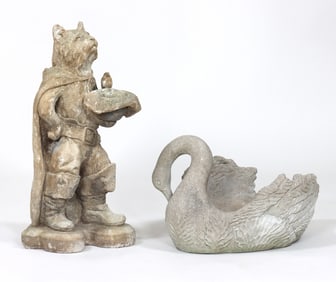 Group of (2) Figural Cast Stone Garden Decorations