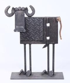 Bill Heise, (American 1942-2011), Folk Art Bull Sculpture, assembled welded iron