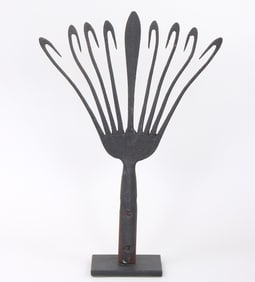 19th Century Hand Forged Iron Eel Spear