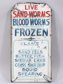 "Live Sand Worms" Bait Sign from Montauk, Long Island, New York