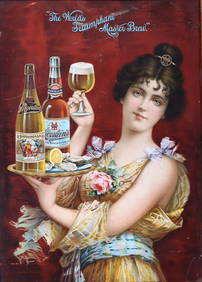Moerlein Brewing Co. "The World's Triumphant Master Brew" Framed Tin Lithograph Advertising Sign (1 of 8)