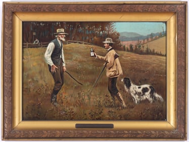 Old Overholt Whiskey Framed Tin Lithograph Advertising Sign