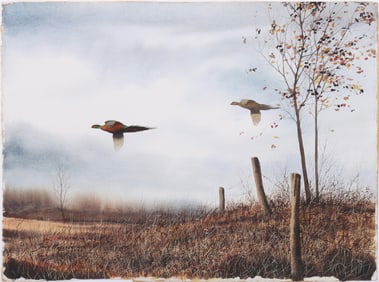 David Hagerbaumer (American 1921-2014), Pheasants, 1962, watercolor on paper