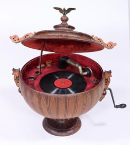 Folk Art Parquetry and Marquetry Phonograph