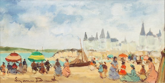 Suzanne Demarest (American 1900-1985), Beach Scene, oil on linen canvas