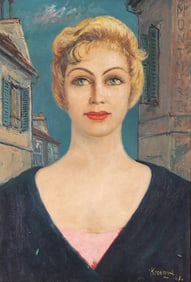 Alois Lecoque (Czech 1891-1981), Portrait of a Parisian Lady, 1961, oil on Masonite board