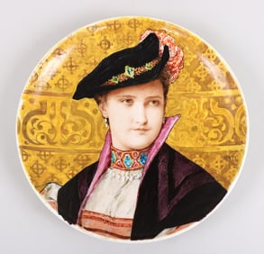 Théodore Deck (French 1823-1891) and Albert Anker (Swiss 1831-1910), Ceramic Charger with Portrait