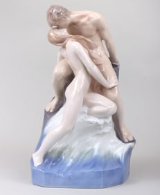 Royal Copenhagen "Waves and Rock" or "Prometheus Upon the Rocks" Large Porcelain Figure