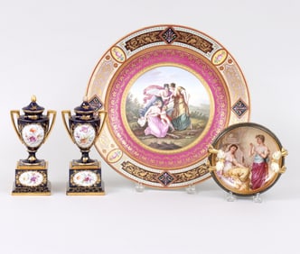 Group of (3) Royal Vienna Parcel Gilt Porcelain