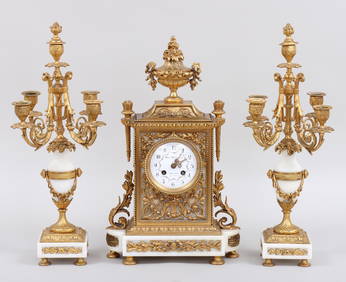Black, Starr, & Frost Three-Piece Clock Garniture, French, 19th/early 20th century (1 of 14)