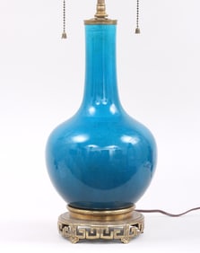 Chinese Turquoise-Glazed Bottle Vase Mounted as Lamp