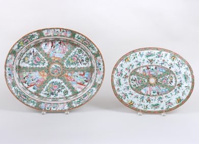 Chinese Famille Rose Medallion Two-Piece Porcelain Serving Dish